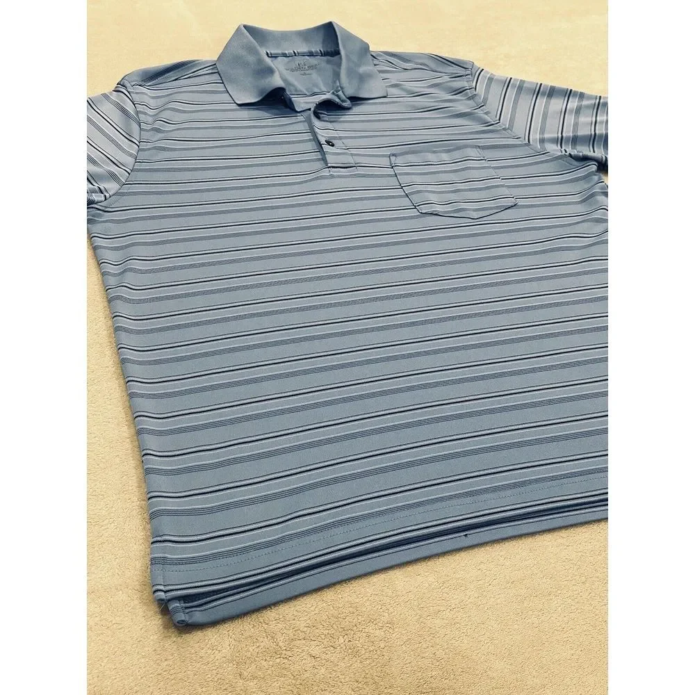 Golden Bear Performance Golf‎ Polo Shirt Men's Large Short Sleeve Blue Striped